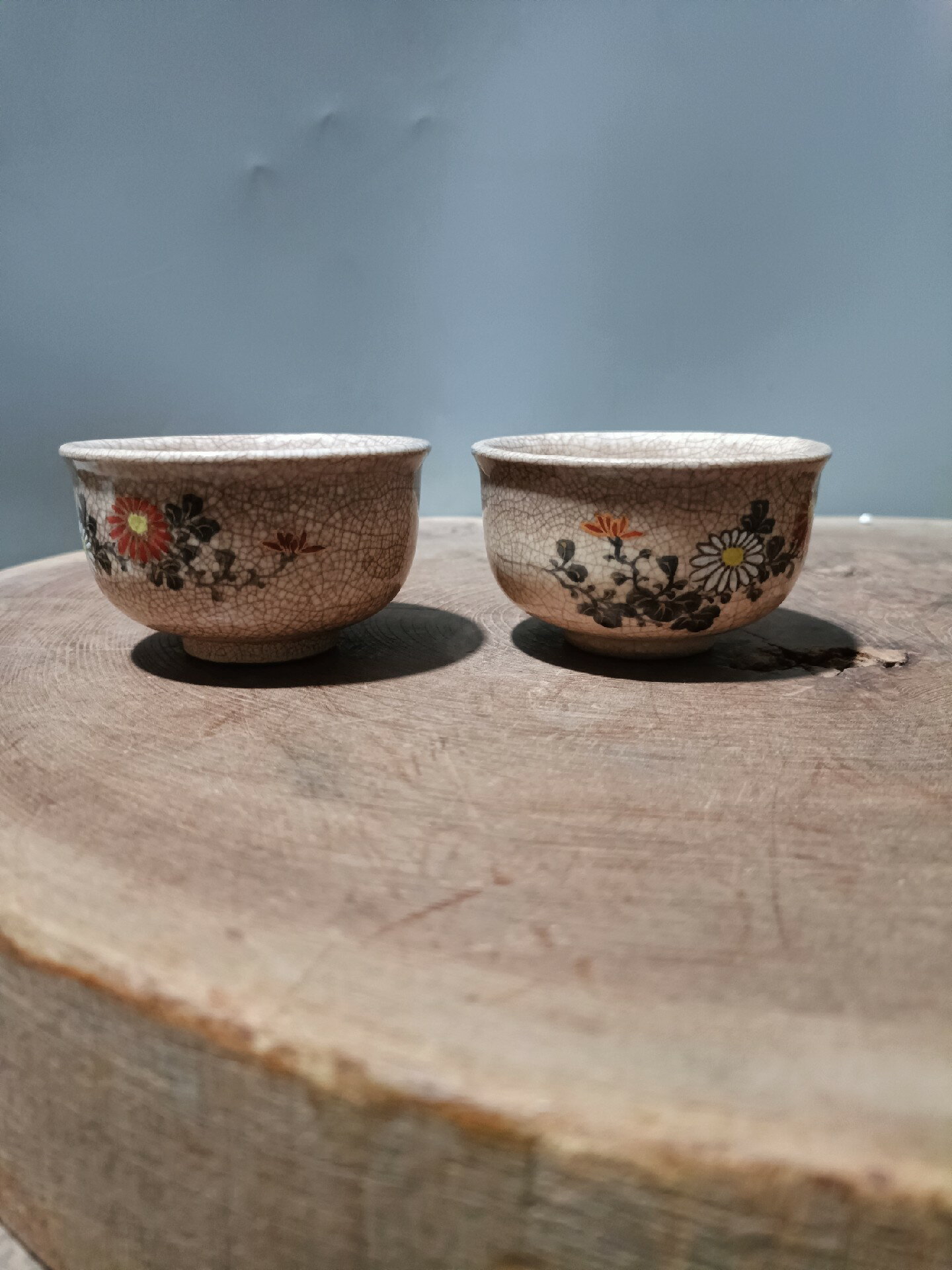 日本迴流瓷器古董明治大正時期薩摩燒茶器茶具。薩摩古董茶杯茶碗1246