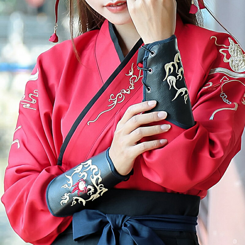 中國風武俠風傳統復古民族風刺繡花漢服配飾男女情侶護腕護臂手套1入