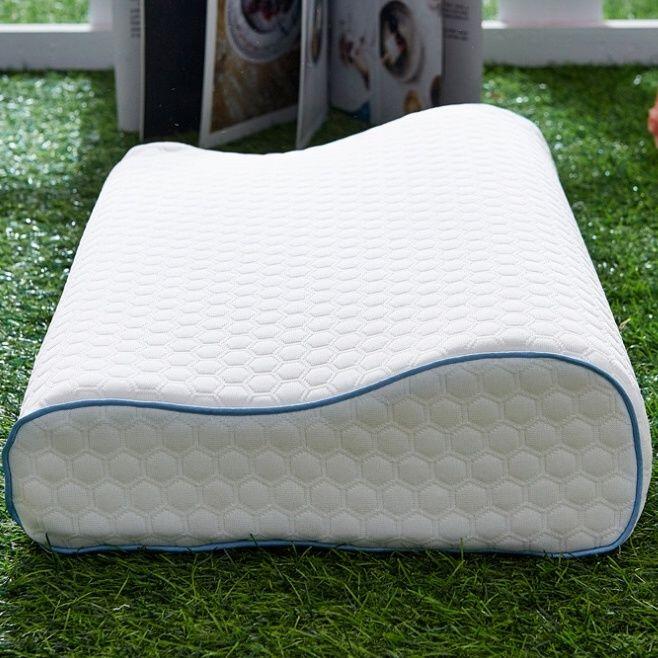 【優選百貨】[滿300出貨]乳膠枕記憶枕波浪頸椎專用枕頭單人枕芯送枕套