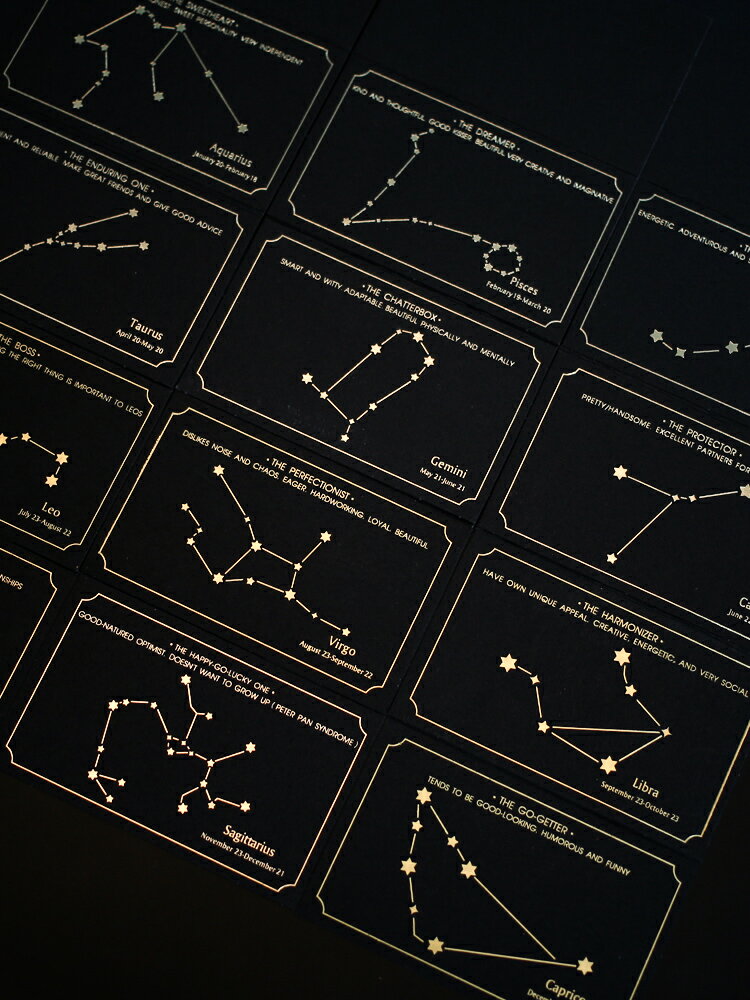 十二星座商務手寫卡賀卡信封禮物留言卡生日宴會卡片節日折疊賀卡