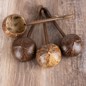 泰國椰殼瓢實木勺家用木瓢舀水舀米澆花spa茶道木質創業裝飾勺