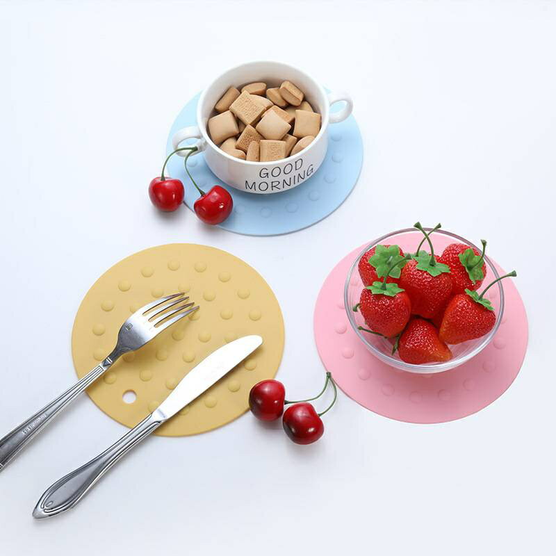 【黛琍居家】 耐高溫矽膠隔熱墊 北歐風 圓形桌墊 防水防滑易清洗杯墊 2