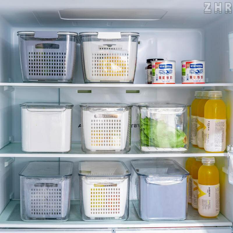 全新 冰箱帶蓋防塵收納盒 家用廚房水果蔬菜塑膠保鮮盒 密封盒