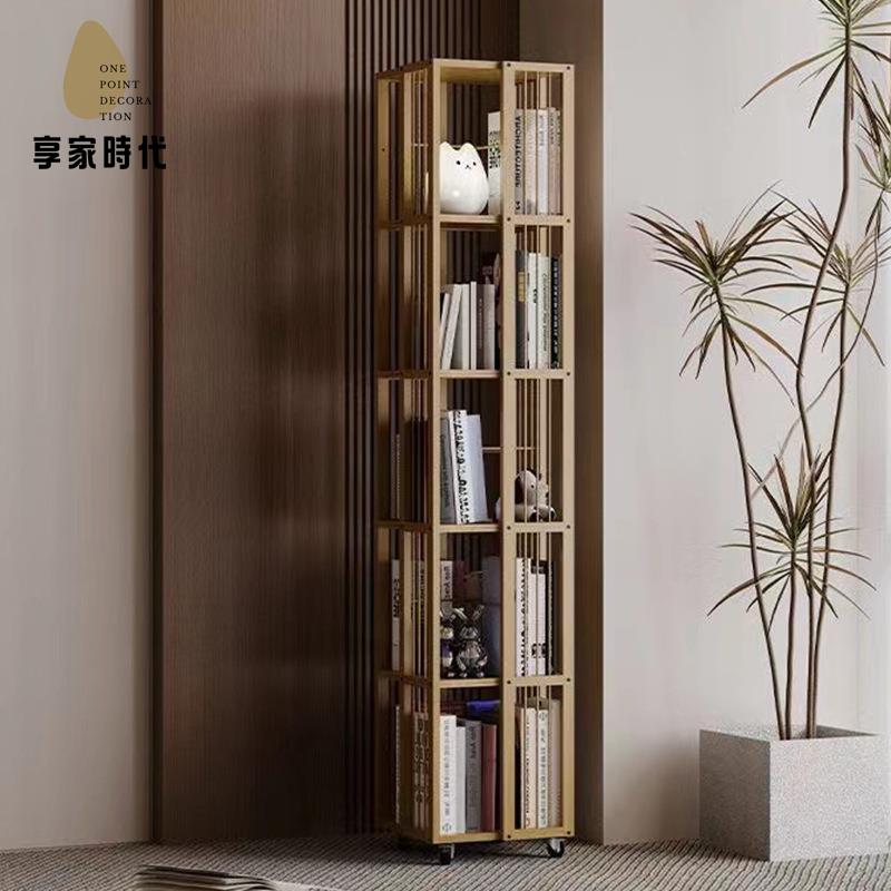 現貨下殺 旋轉書架 書架 旋轉書架家用客廳可移動多層置物架非實木省空間收納簡易書L^ 廠家直供wy15