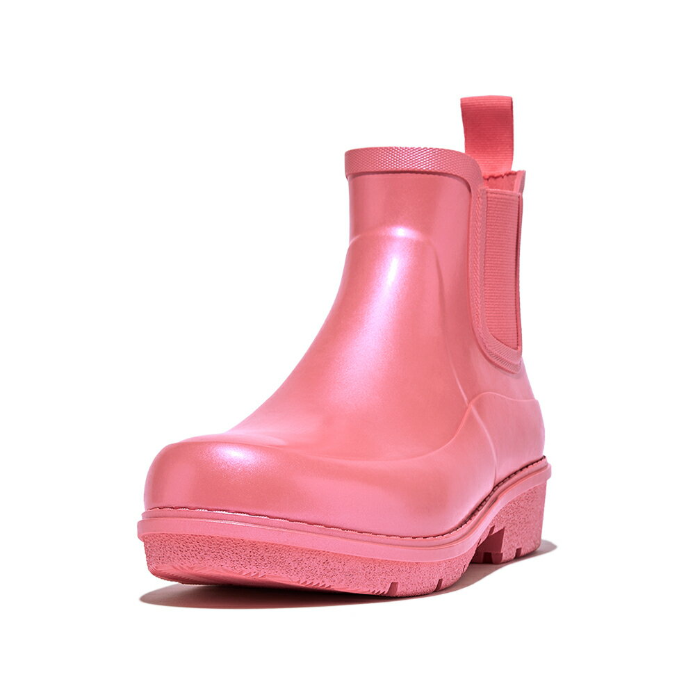 【fitflop】WONDERWELLY 珠光切爾西雨靴-珠光玫瑰珊瑚色