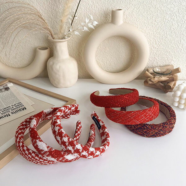 正韓 紅色系髮箍 新年 過年 農曆年 喜氣 亮片 金蔥 小香風 小香 髮帶 正紅 酒紅 聖誕節 韓國 5