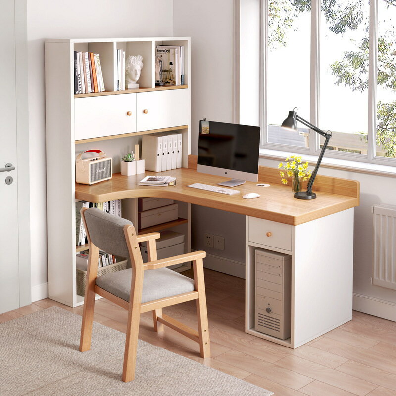 電腦桌 電腦臺 轉角書桌電腦桌家用帶書學生書桌書架一體臥室簡約學習寫字桌子