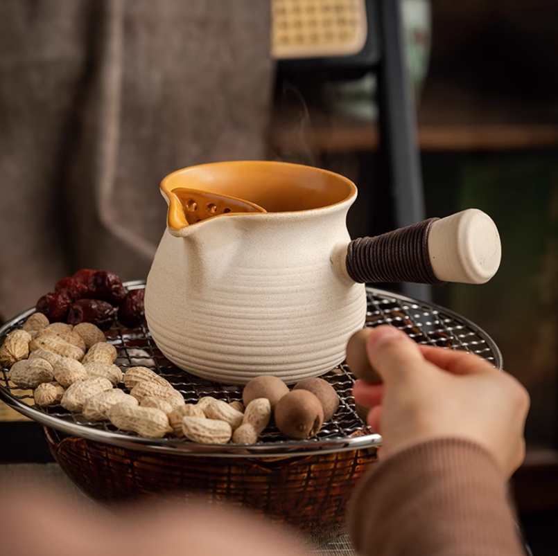 圍爐煮茶烤奶罐古法煮茶壺雲南土陶罐罐奶茶陶壺可幹燒茶壺【步行者戶外生活館】