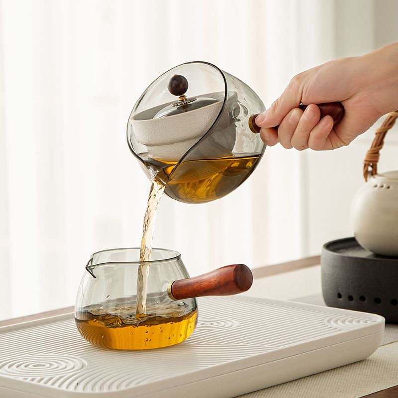 旋轉逍遙小青專用茶壺玻璃家用耐高溫煮茶器家用電陶爐茶具套裝284LPS 快速寄出
