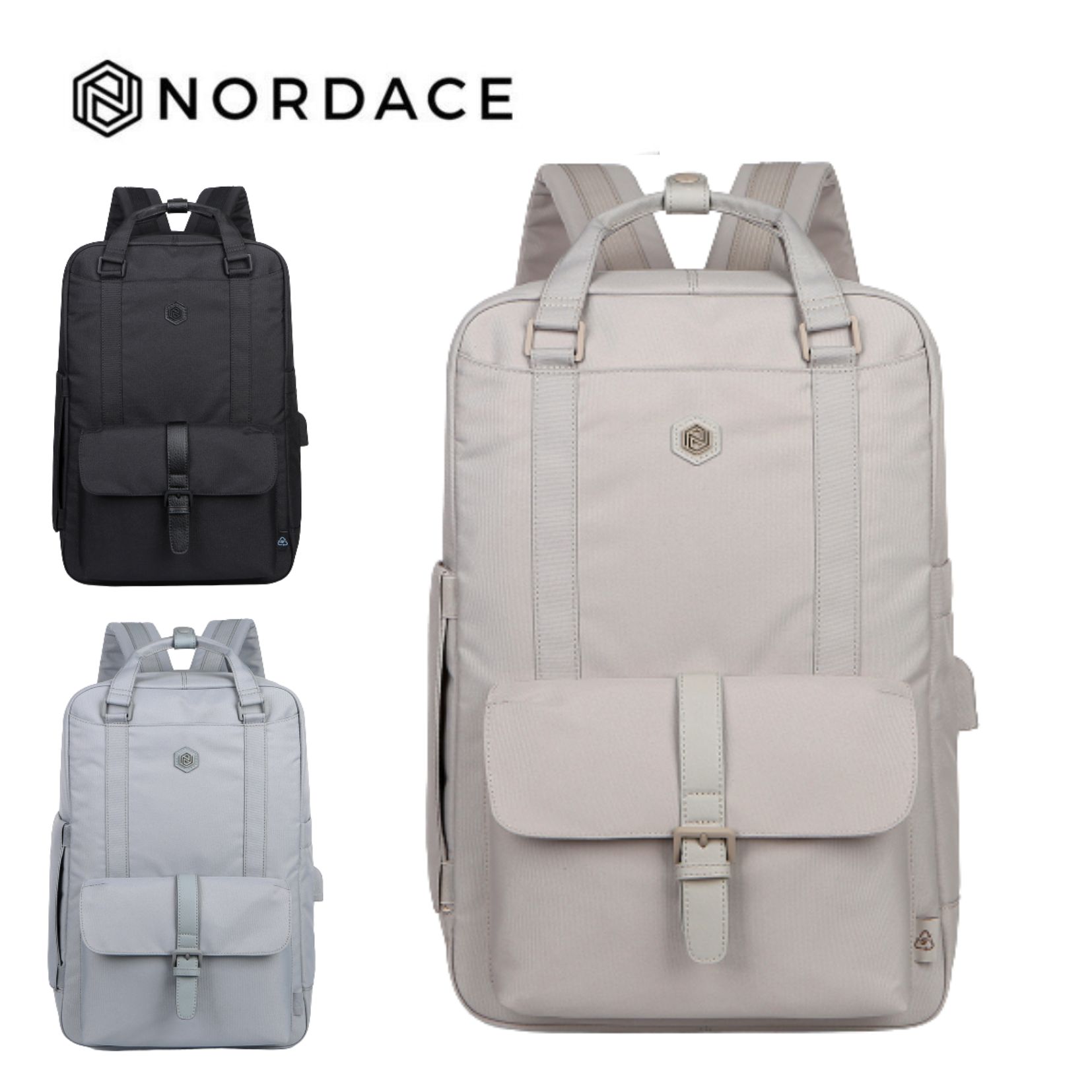 Nordace Eclat Re:Life智能背包 智能usb充電雙肩包 後背包 旅行包 大容量-米色(3色可選)