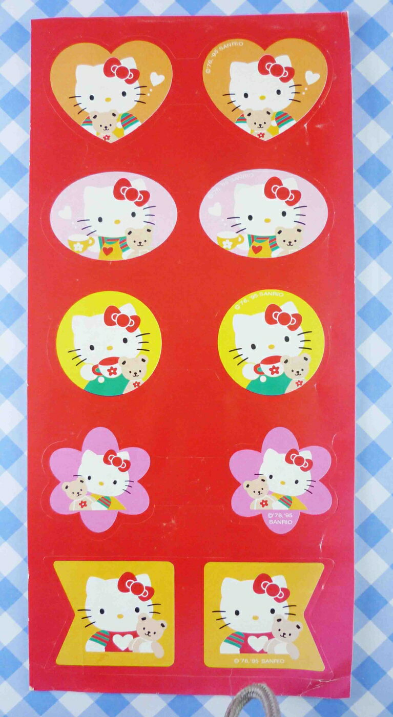 【震撼精品百貨】Hello Kitty 凱蒂貓 KITTY貼紙-紅底10格 震撼日式精品百貨
