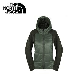 [ THE NORTH FACE ] 女 棉質拼接保暖兜帽外套 綠 / NF0A46HFJK7