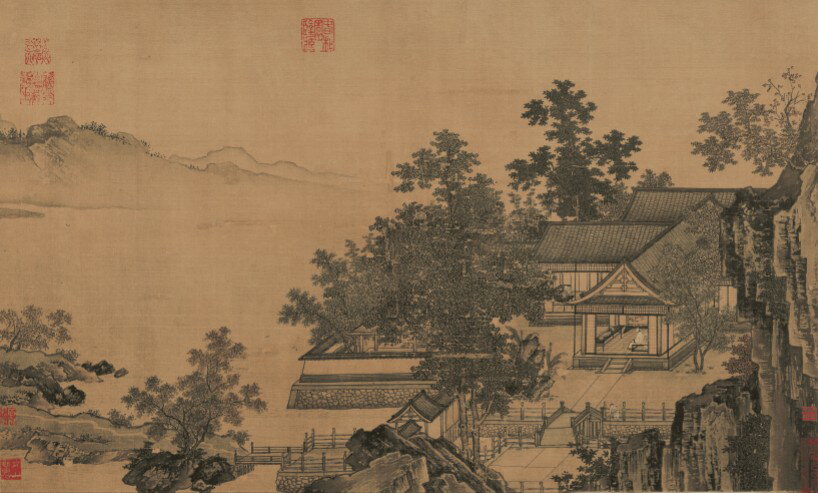 仿古畫名畫復製品宋劉松年四景山水圖秋山水畫國畫名人字畫