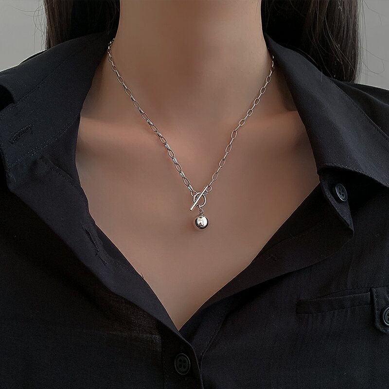 925純銀圓珠吊墜項鏈女年新款復古ins冷淡風鎖骨鏈轉運珠頸鏈 2