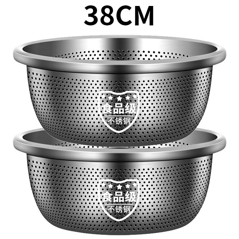 【喜挖】食品級不銹鋼瀝水籃加厚洗菜淘米篩水籃瀝水淘米漏盆 0