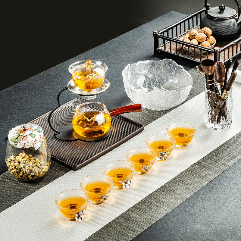 玻璃懶人功夫茶具茶杯套裝簡約創意透明半全自動沖泡茶器家用