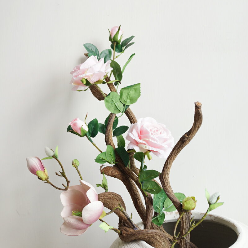 Lmdec 裝飾樹枝玉蘭花玫瑰花仿真花干枝龍藤禪意歐式花瓶插花搭配