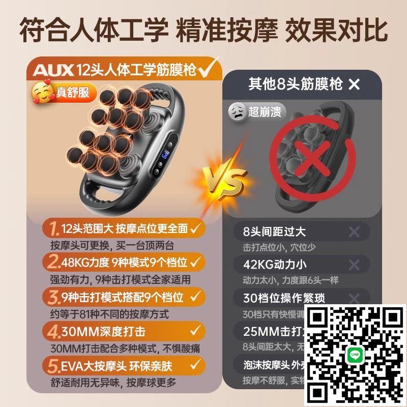 奧克斯專業級12頭筋膜槍肌肉腰腿部按摩器大力度深層放鬆按摩捶