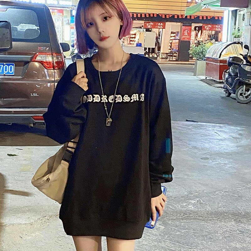 歐美高街國潮衛衣女2022早春新款小眾設計感加絨保暖寬松ins長袖