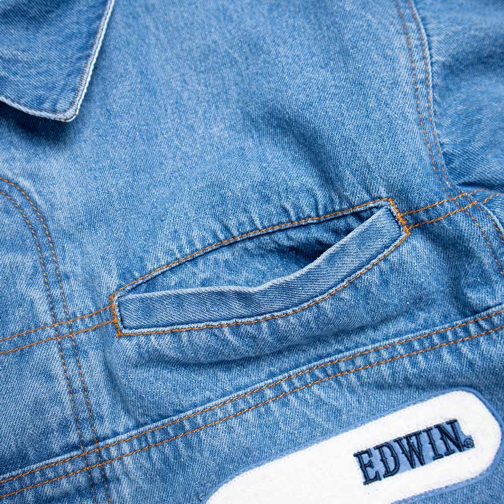 EDWIN 男款 復古牛仔夾克外套 (中古藍) 5