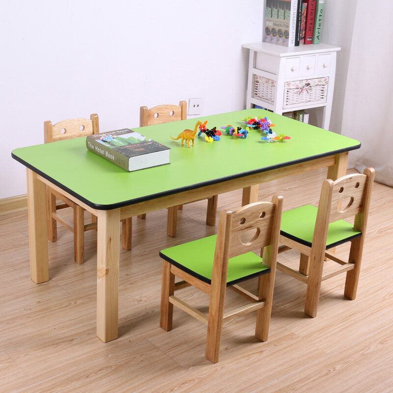繪畫桌 培訓機構小學生課桌椅實木彩色兒童拼接桌椅組合輔導美術桌【MJ18375】
