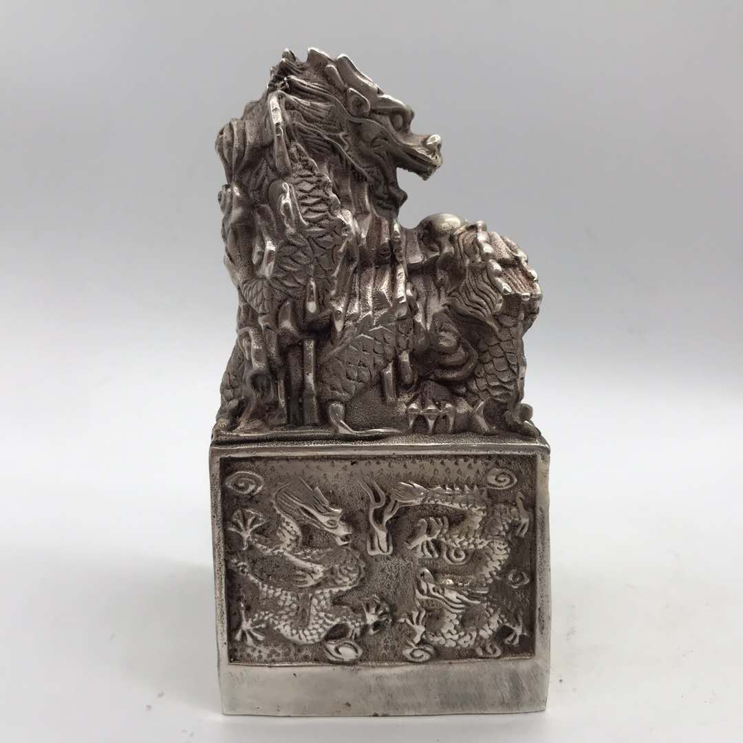 仿古白銅九龍玉璽擺件銅九龍玉璽印章書桌辦公室裝飾工藝品| 協貿國際