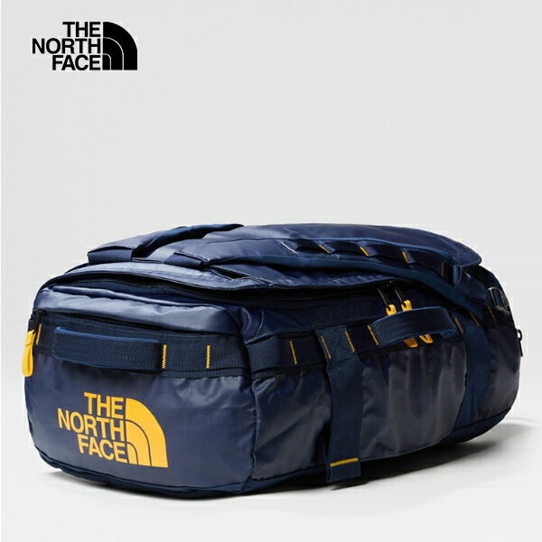 美國[The North Face] BASE CAMP VOYAGER DUFFEL 32L / 可收納抗水32L後背兩用包 (深藍+黃) / 防潑水旅遊包 / 戶外休閒旅行袋 / 後揹包 / 雙肩包《長毛象休閒旅遊名店》