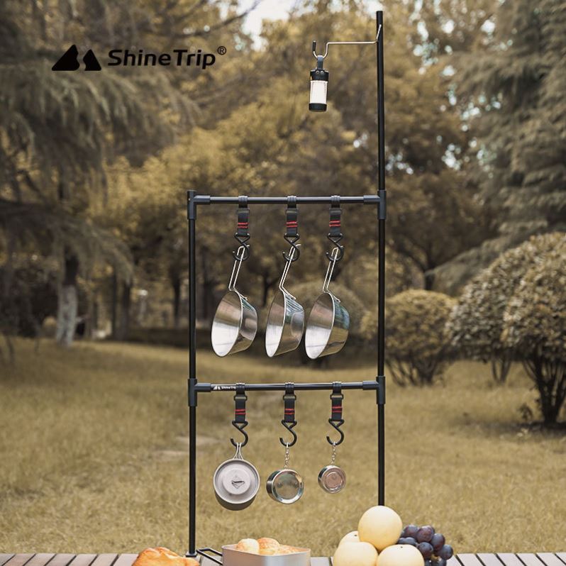 ShineTrip/山趣露營戶外桌面鋁合金折疊桌置物架露營燈掛鉤掛架
