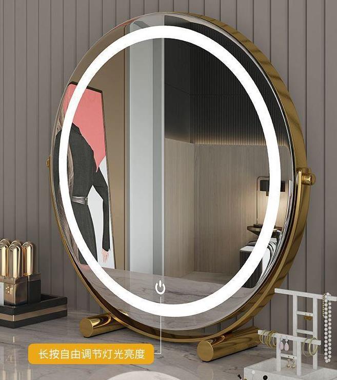 梳妝臺鏡子可調節化妝鏡led帶燈可旋轉360度宿舍用女補光美妝鏡子
