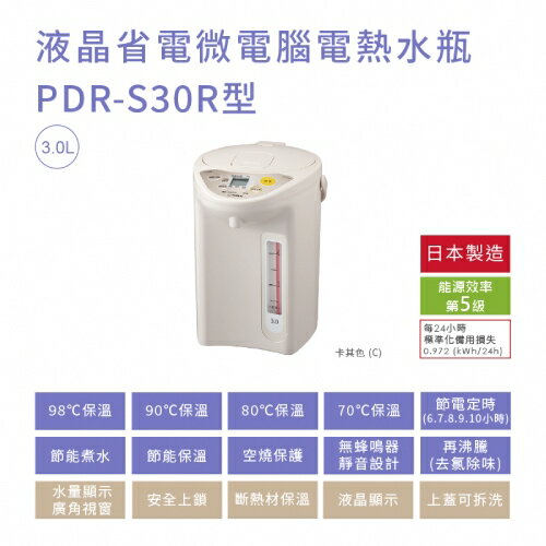 TIGER虎牌 3L微電腦液晶熱水瓶PDR-S30R-CU【愛買】 2