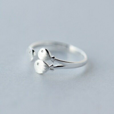 925純銀戒指開口戒-三隻小魚拉絲設計生日情人節禮物女飾品73dt518【獨家進口】【米蘭精品】 2