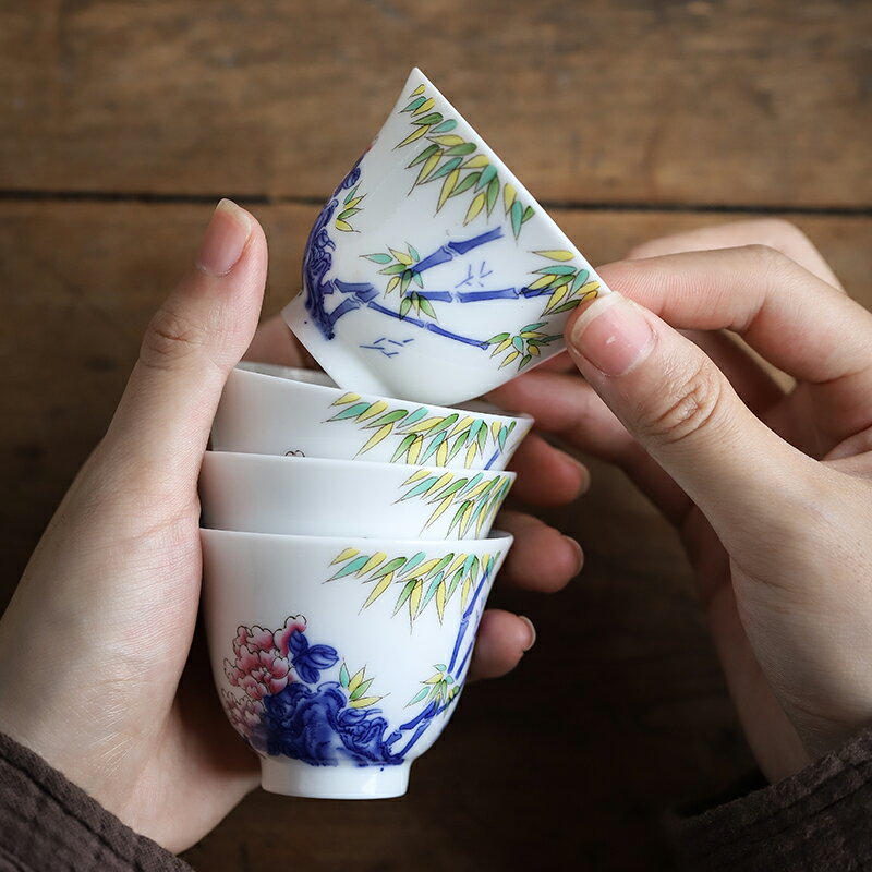 功夫茶杯套裝陶瓷家用小茶杯單杯子茶碗茶具品茗杯喝茶主人杯