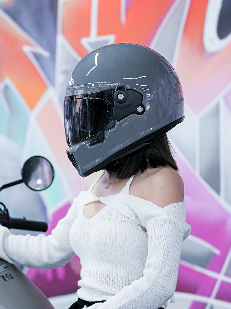 DOT復古全盔摩托車頭盔機車男女通用全覆式個性夏季3C認證巡航灰