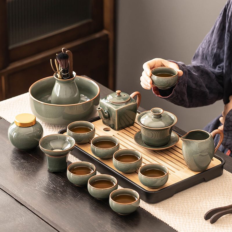 功夫茶具套裝家用高檔泡茶神器中式陶瓷茶壺蓋碗茶杯全套禮盒