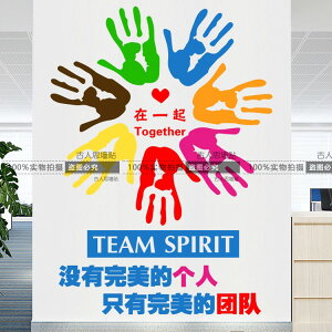 個性創意團隊勵志標語墻貼公司辦公室企業文化墻面手掌裝飾貼紙畫1入