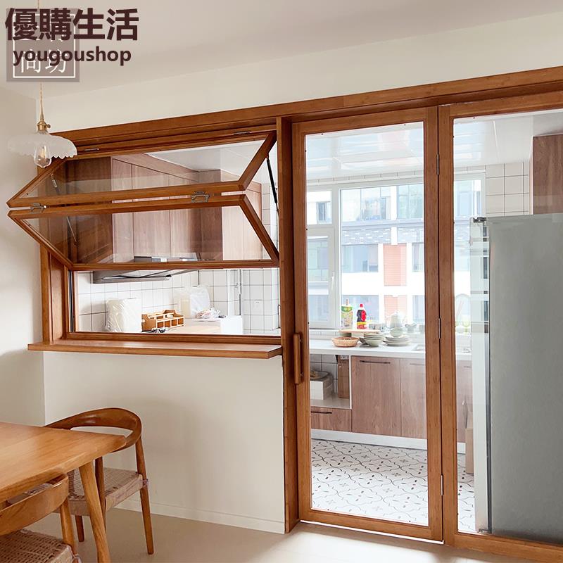 優購生活~定製定製上下實木折疊窗玻璃窗日式上翻廚房窗奶茶店料理網紅竹木窗戶定製 屏風櫃 屏風 隔間 客廳 玄關櫃 隔板 屏風架訂製 可付費上門安裝