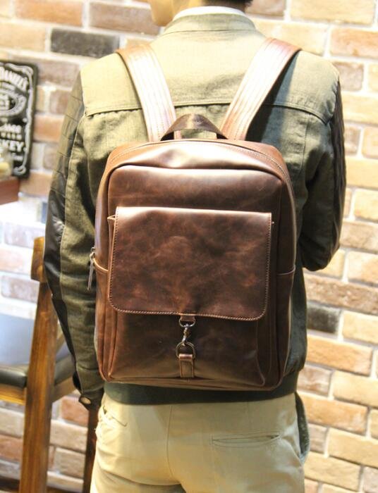FINDSENSE Z1 韓國 時尚 潮 男 皮質 複古 休閒 學生包 書包 電腦包 旅行包 後背包 雙肩包