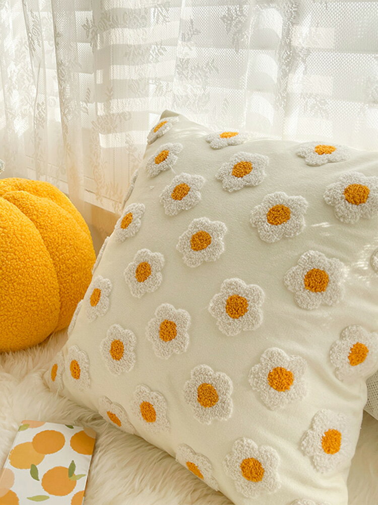 居家簡約 北歐ins風花朵抱枕客廳沙發可愛南瓜靠墊樣板間靠枕抱枕套居家小物 家飾