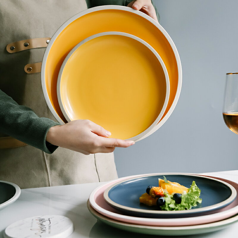 北歐創意造型陶瓷早餐圓盤牛排盤家用菜盤圓平餐具