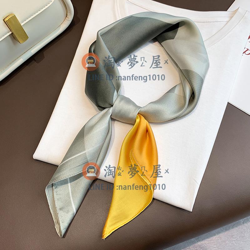 絲巾小方巾絲巾女 韓國百搭裝飾搭配西裝襯衫職業領巾護頸薄圍巾【淘夢屋】