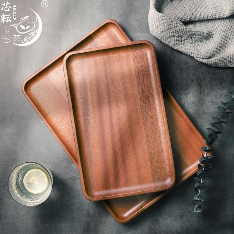 烏檀木長方形茶托盤 實木製家用簡約早餐盤點心盤咖啡茶具水杯盤