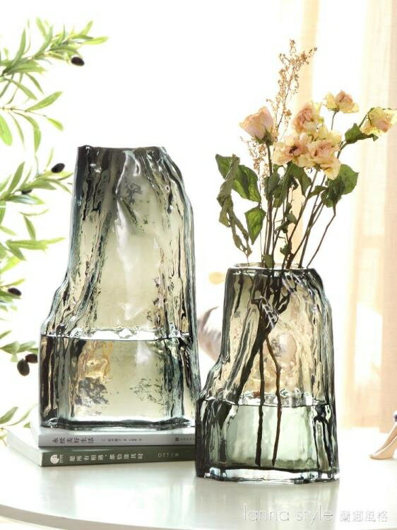 輕奢簡約創意玻璃花瓶客廳餐桌水養插花鮮花干花花器網紅花瓶擺件 YTL