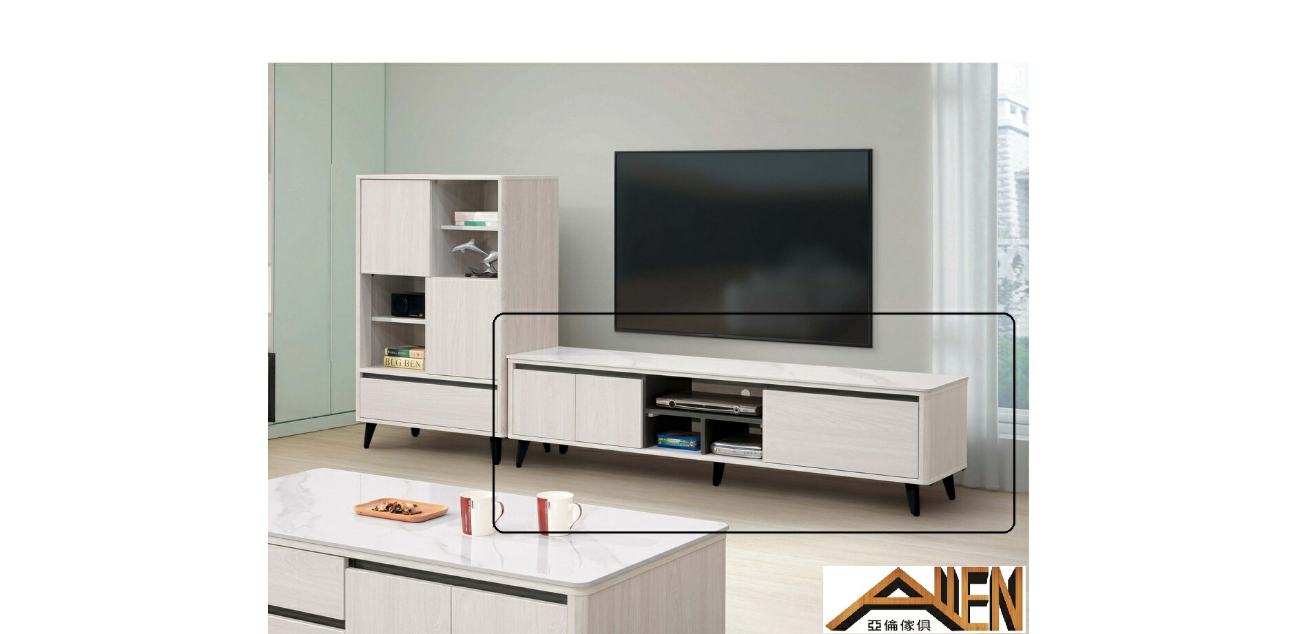 亞倫傢俱*卡特安全R角6尺岩板長櫃