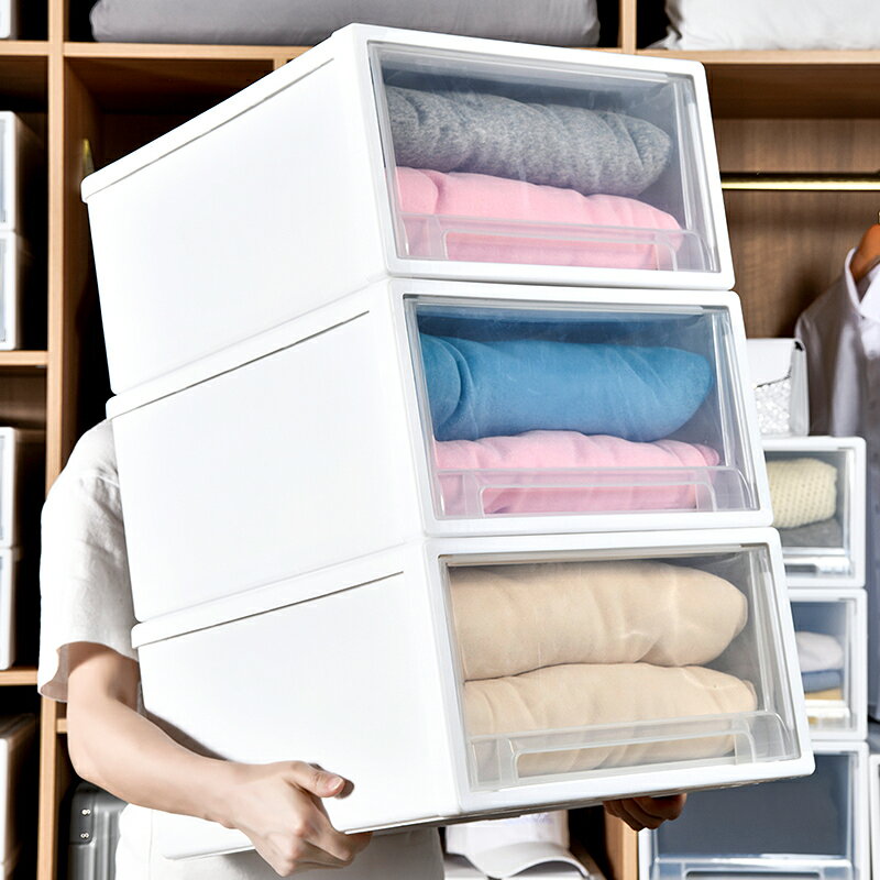 希斯朵透明抽屜式塑料收納箱衣柜收納盒內衣收納盒整理箱儲物柜