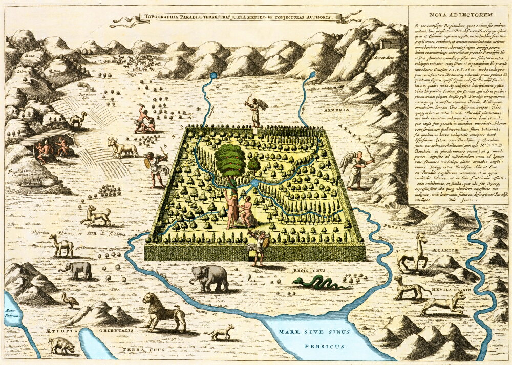 Posterazzi Map Of Garden Of Eden 1675 Stretched Canvas Science   115ae89e1854ab3a295add 