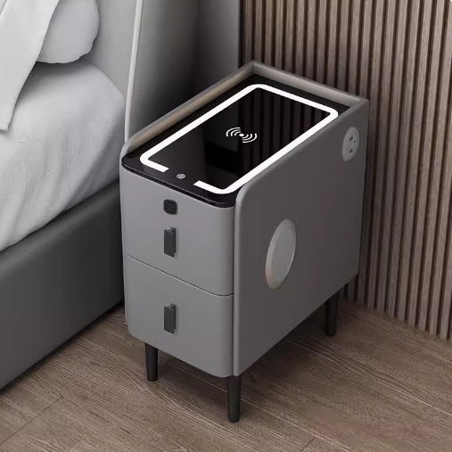 台灣現貨清倉 超窄小型智能床頭櫃無線充電指紋鎖簡約現代輕奢極窄邊床邊櫃