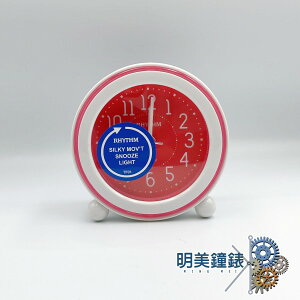 ◆明美鐘錶眼鏡◆RHYTHM麗聲鐘/CRE308-NR-01(紅*紅)/靜音滑動式指針/鬧鐘