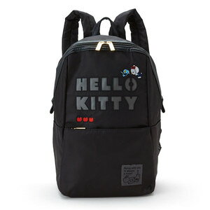 Kitty Logo黑色後背包.英文字.蘋果.可調式背帶.外出包 三麗鷗 日貨 正版授權L00010309