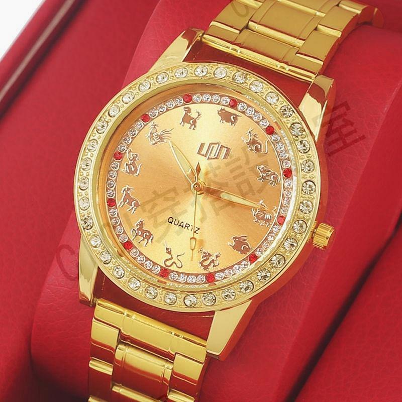【熱銷】十二生肖情侶金錶國賓腕錶防水夜光收藏紀念男女士12新疆和田情侶錶腕錶男錶手錶手錶男生【亞德機械五金家居】 2