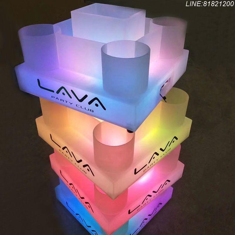 酒吧用品 派對用品 免運 開立發票 發光酒座酒吧KTV派對專用野格洋酒展示架LED底座充電洋酒香檳酒架 支援訂製 量大價優